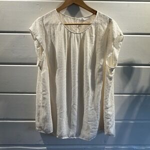 DR2 Cap Sleeve Blouse, Antique Ivory, 2XL, Feminine, Romantic, Delicate